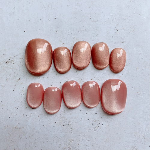 C34 マグネット ピンク ブラウン ニュアンス ネイルチップ