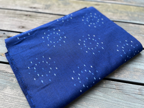 久留米絣 5m 藍段染ストライプ - 久留米絣織元 下川織物