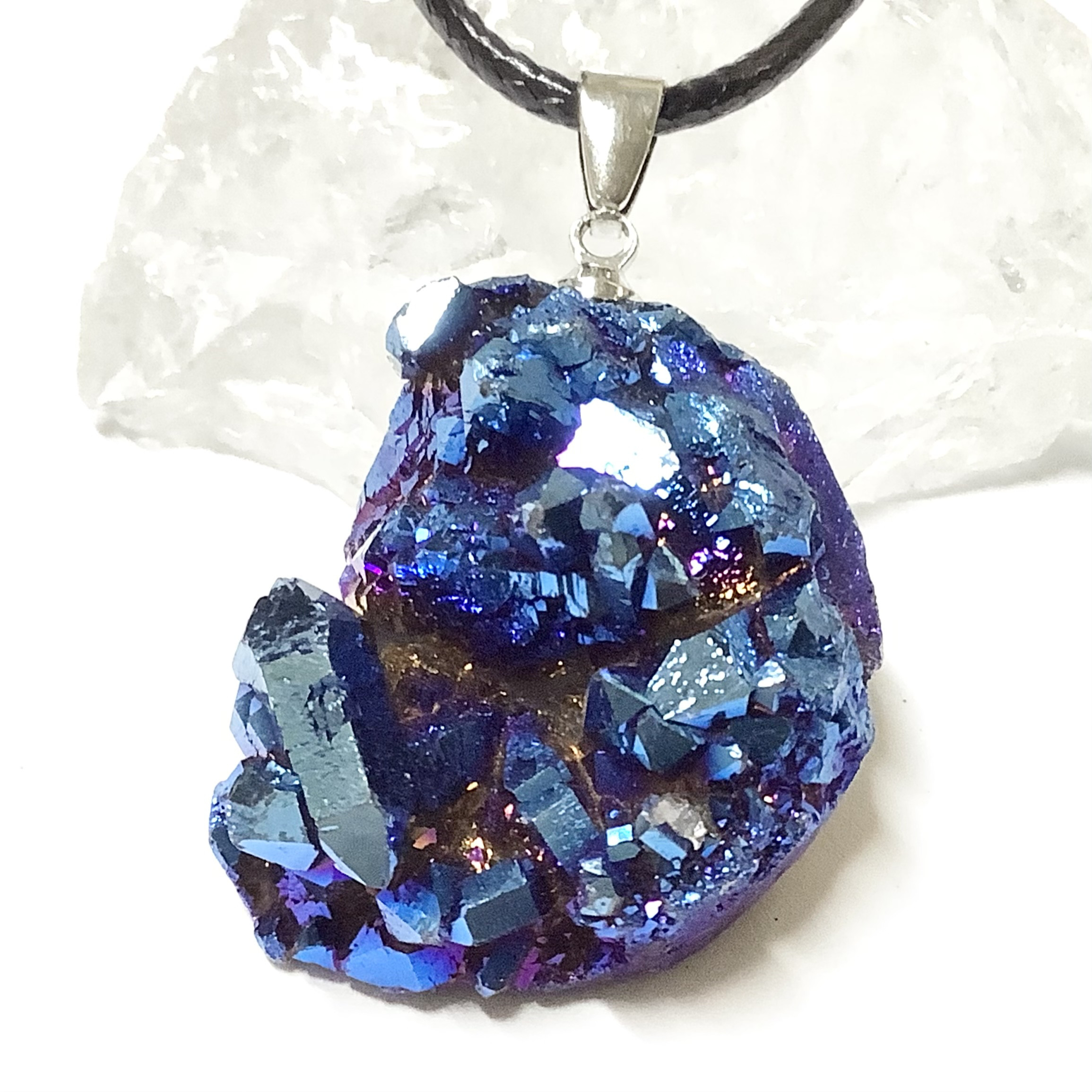 一点物☆ ヒーリングストーン 天然石 蒸着水晶『チタニウムオーラクォーツ』ネックレス