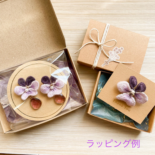 ビオラの花言葉「少女の恋」×大人パール ピアス/イヤリング イヤリング 