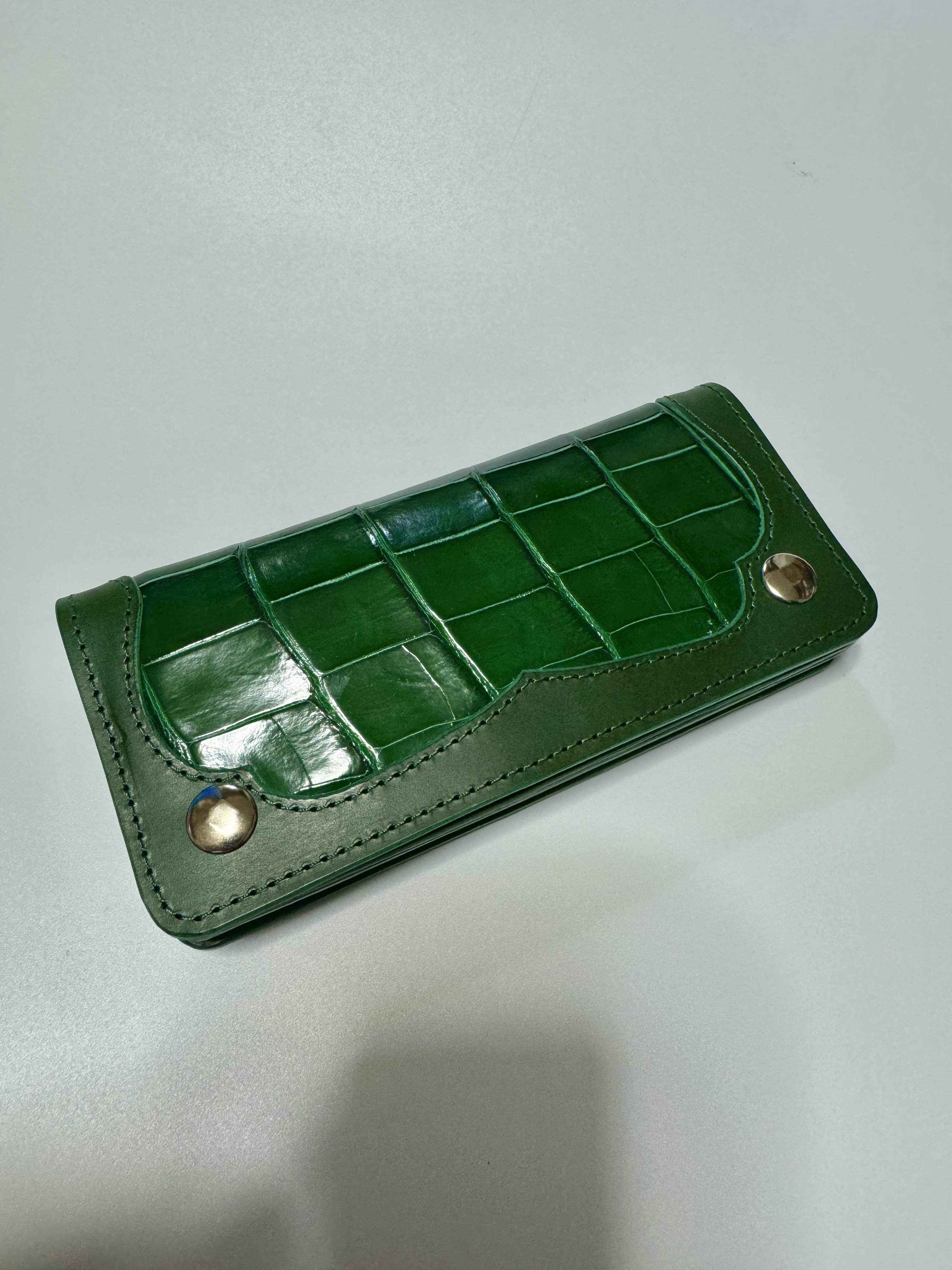 スモールクロコダイル ポロサス グリーン トラッカーウォレット