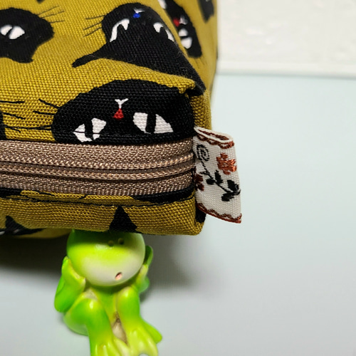猫柄BOXファスナーポーチ コスメポーチ ハンドメイド 小物入れ