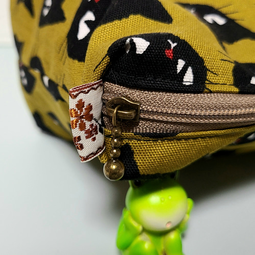 猫柄BOXファスナーポーチ コスメポーチ ハンドメイド 小物入れ