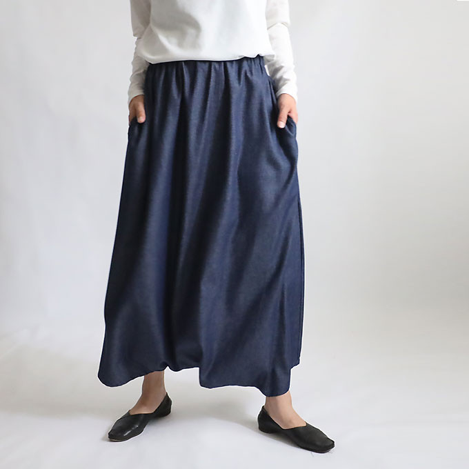 ⁂ラスト１最終ＳＡＬＥ９５ｃｍ誰にでも似合うサルエル パンツ ゆったりウエストゴム調節穴 甘織デニム高身長さんにもT82