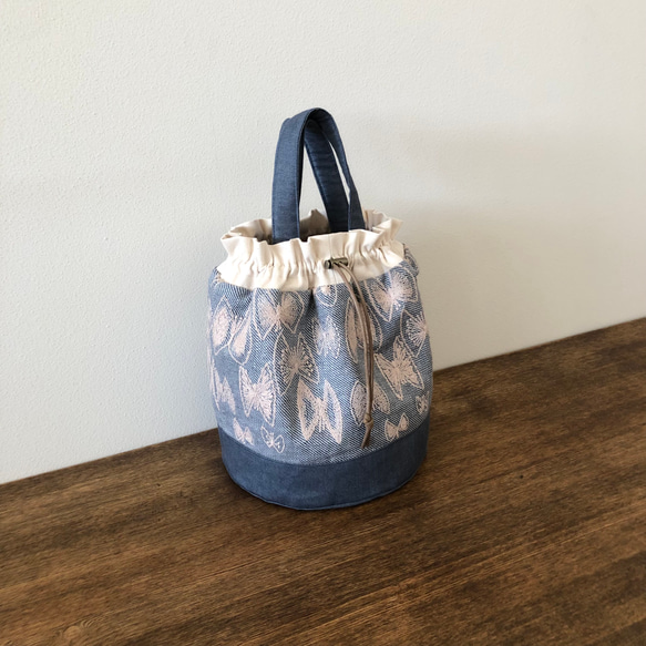 受注製作 巾着バッグ ミナペルホネン sky flower ハンドメイド