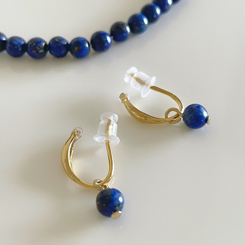 14kgf 痛くないイヤリング❦一粒 ラピスラズリ 天然石 小ぶり