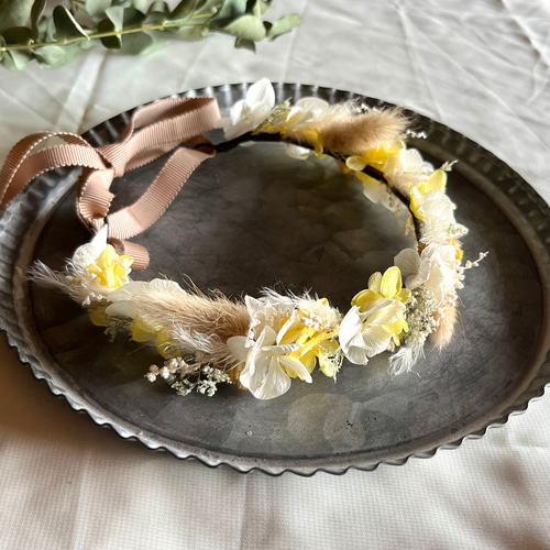 ドライフラワー 花冠 イエロー ドライフラワー tokohana 通販｜Creema  