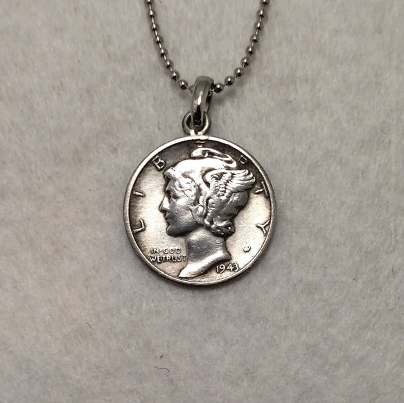 銀貨 マーキュリーダイム アメリカのコインネックレス 着けっ