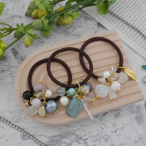 【SALE／60%OFF】 大人シック◇くすみ×クリアカラーのヘアゴム三本セット/ Creema スタイリング剤