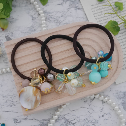 3個セット◇涼しげクリアカラーの夏色ヘアゴムB/ Creema限定
