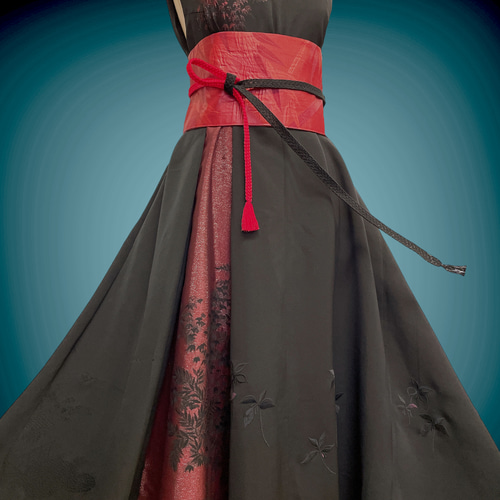 マキシ丈 ラメ刺繍 和で魅せる アクセントカラー ワンピース ロング