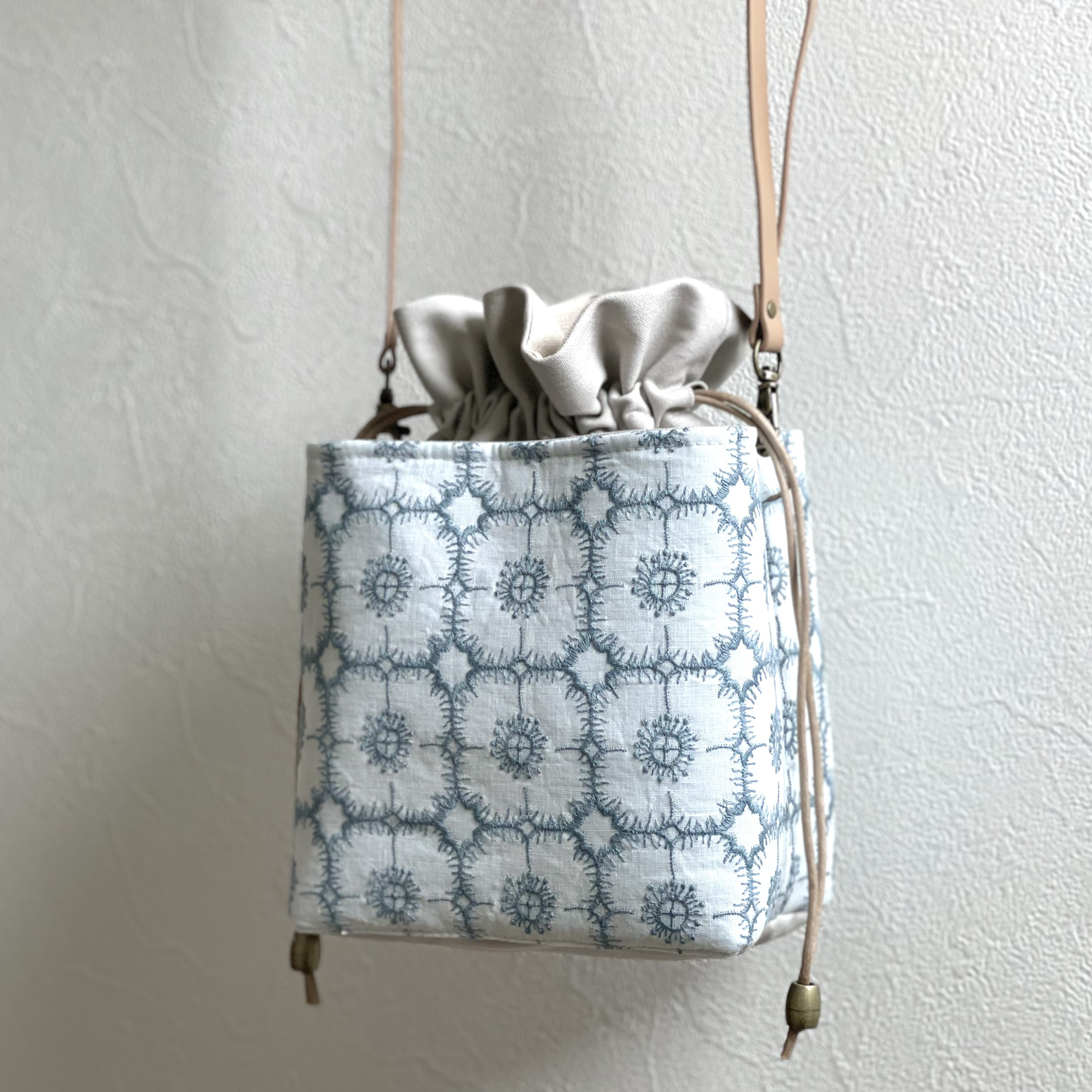 再販ナシ】W ミナペルホネン ドローストリングバッグ 巾着バッグ