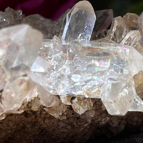 ヒマラヤ マニカラン産 ピンク水晶 原石 クラスター ダブル