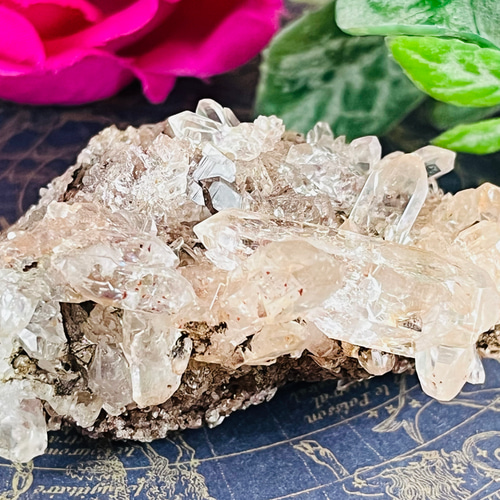 ヒマラヤ マニカラン産 ピンク水晶 原石 クラスター ダブルポイント