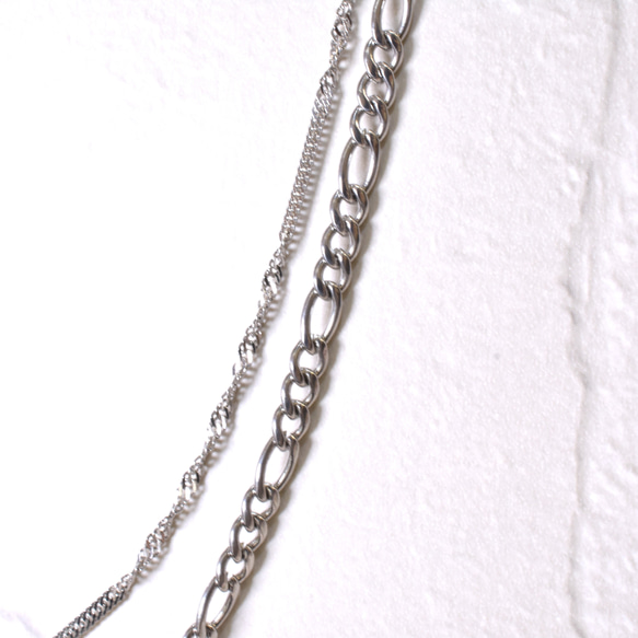 つけっぱなしサージカルステンレス2連ネックレス チェーン  金属アレルギー対応 プレゼント ギフト デイリーユース 4枚目の画像