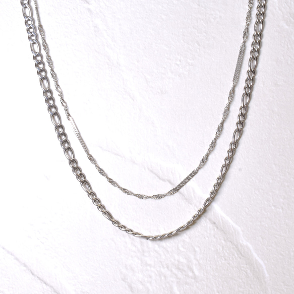 つけっぱなしサージカルステンレス2連ネックレス チェーン  金属アレルギー対応 プレゼント ギフト デイリーユース 1枚目の画像