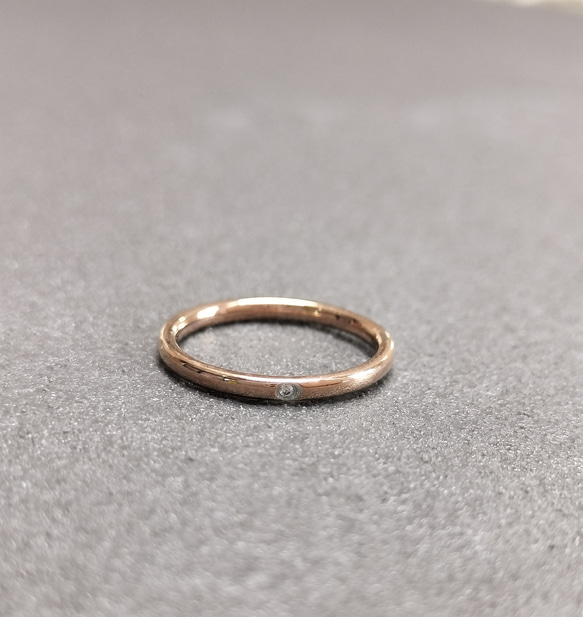 つけっぱなしOK 錆びないステンレスリング　金属アレルギー対応  ピンクカラー 送料無料　R1258P 1枚目の画像