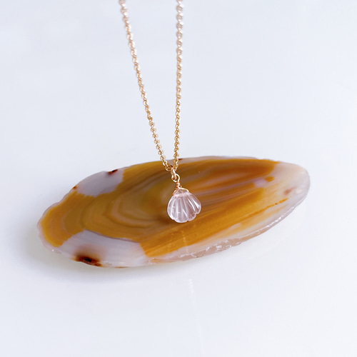 特集掲載《選べる天然石》シェル 貝殻 ネックレス 14kgf 誕生日 ギフト