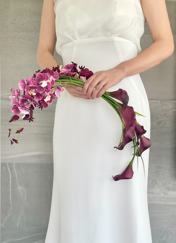ピンク胡蝶蘭♪バレリーナブーケ ウェディングブーケ ブートニア付き ウェディングブーケ