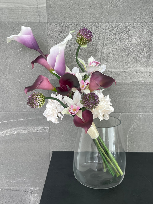 淡パープルカラー♪アームブーケ ウェディングブーケ ブートニア付き ウェディングブーケ