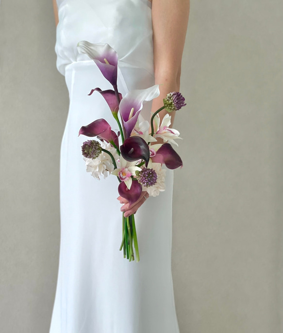 淡パープルカラー♪アームブーケ ウェディングブーケ ブートニア付き ウェディングブーケ