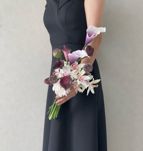 淡パープルカラー♪アームブーケ ウェディングブーケ ブートニア付き ウェディングブーケ
