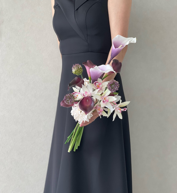 淡パープルカラー♪アームブーケ ウェディングブーケ ブートニア付き ウェディングブーケ