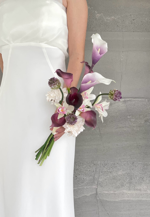 淡パープルカラー♪アームブーケ ウェディングブーケ ブートニア付き ウェディングブーケ