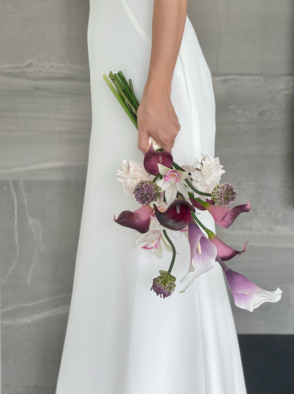 淡パープルカラー♪アームブーケ ウェディングブーケ ブートニア付き ウェディングブーケ