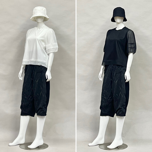 SALE ワケありな逸品 異素材ドッキング ワイドパンツ ボトムス
