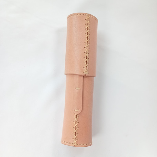 筒形ペンケース 小物入れ ペン立て 本ヌメ革 茶 ペンケース TORI WORKS