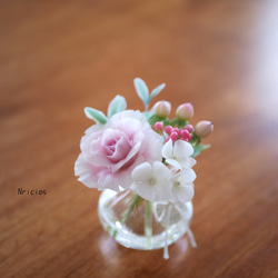 クレイフラワー✨ロココ調薔薇❁染め花布花❁クレイフラワー❁ハンドメイド クレイフラワー✨ロココ調薔薇❁染め花布花❁クレイフラワー
