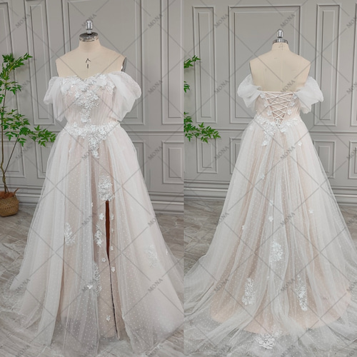 値下げ中】ウェディングドレス Aライン 結婚式 オフショルダー 前撮り