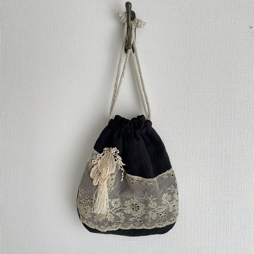 フランスアンティークレースポーチ