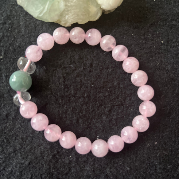 334.天然石糸魚川翡翠とクンツァイトとパールヴァティー渓谷産水晶  