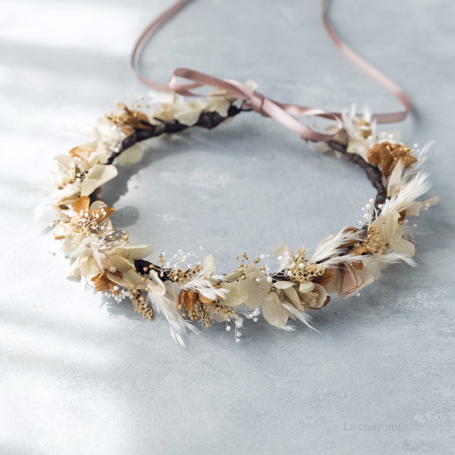 (子供用)ふんわりフェザーとモカブラウンの細み花冠 4,565円