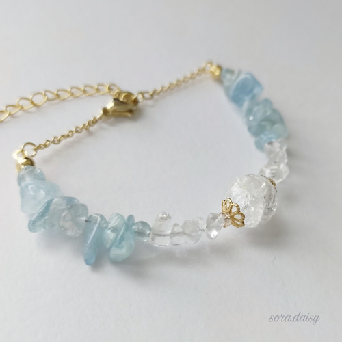 ♦︎希少‼️14kgfアクアマリンサンストーンブレスレット アクアマリンサンストーン✡﻿ブレスレット | KAZARIYA
