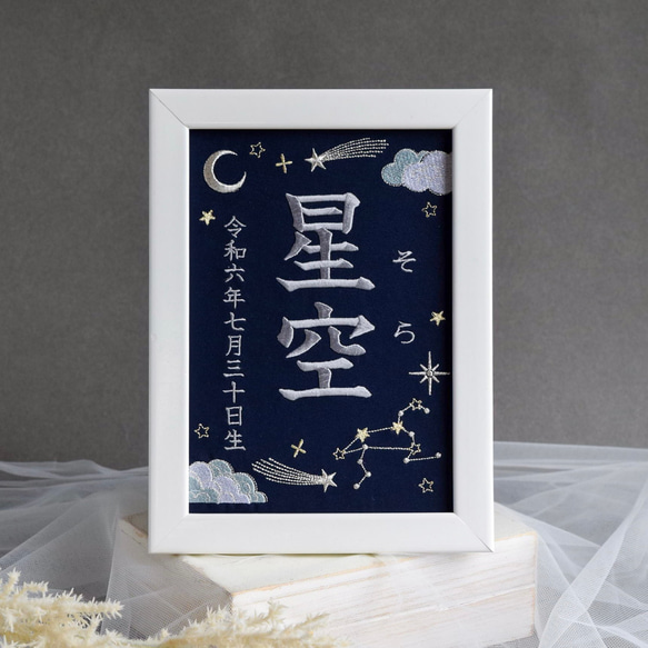 アンヌ　刺繍命名書 命名書/北欧ピンク/りす》 刺繍 命名書 命名札 名前旗 名前札 命名