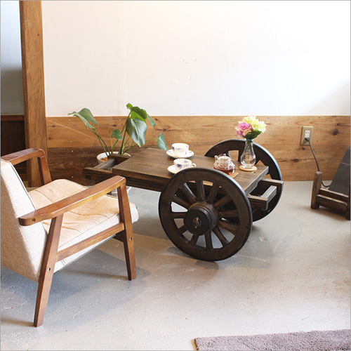 大八車 車輪 ローテーブル トロリーテーブル おしゃれ ノスタルジック