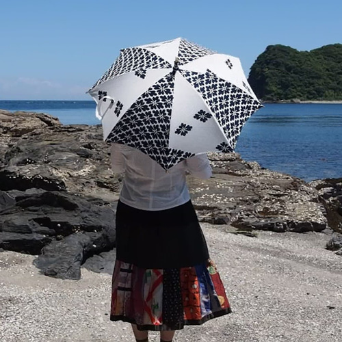 着物リメイク日傘＊花菱紋の浴衣から作った日傘, Kimono