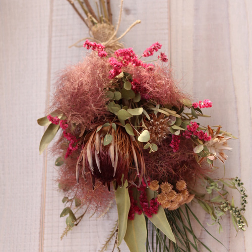 ドライフラワースモークツリースワッグブーケリースワイルドフラワー