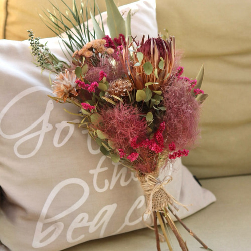 ドライフラワースモークツリースワッグブーケリースワイルドフラワー