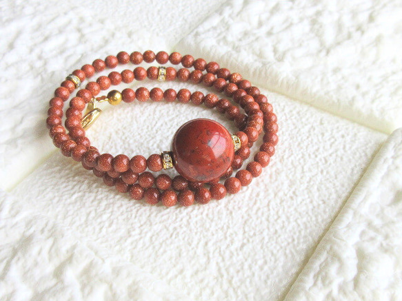 【C99】　ネックレス　レッドジャスパー　ゴールドストーン　天然石ビーズアクセサリー 10枚目の画像