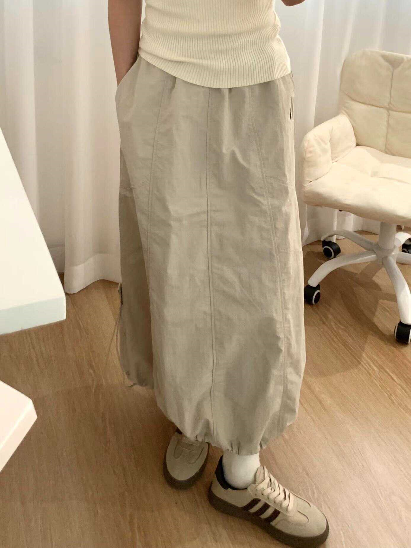 山本風のつぼみ工装半身スカート女性の夏のゆったりとした引き紐