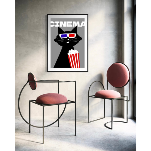 北欧 風 インテリア アート ポスター【 Kuroneko 3D cinema 】:/136