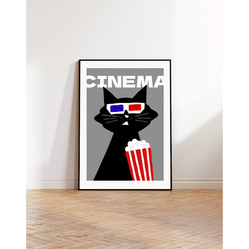 北欧 風 インテリア アート ポスター【 Kuroneko 3D cinema 】:/136