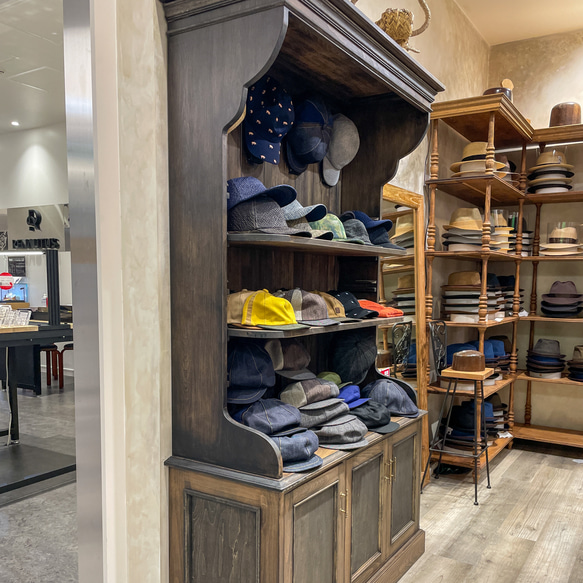 店舗什器 回転ディスプレイケース ブルー アンティーク 店舗什器回転