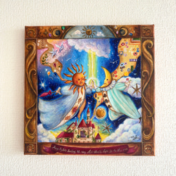 【太陽に向かって】絵本の様な絵　アクリル絵画　アートの原画販売です(^^) 太陽に向かって】絵本の様な絵 アクリル絵画 アートの原画販売です(