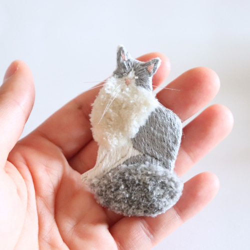 Hari@発送方法はプロフ参照　手刺繍　猫ちゃんの　特大　がま口バッグ a3a98c6c2c4ad84e87f232db7afcae