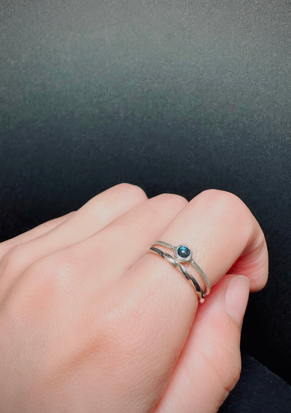 ラブラドライト/ひとつぶリング/silver925/ 3ミリ石/指輪 3枚目の画像